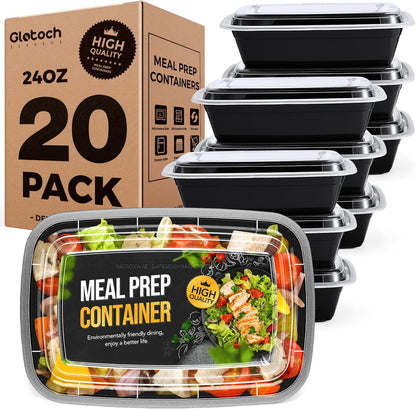 20 Pack 24OZ Meal Prep Containers Reusable Freezer Safe, Microwave 1 Compartment