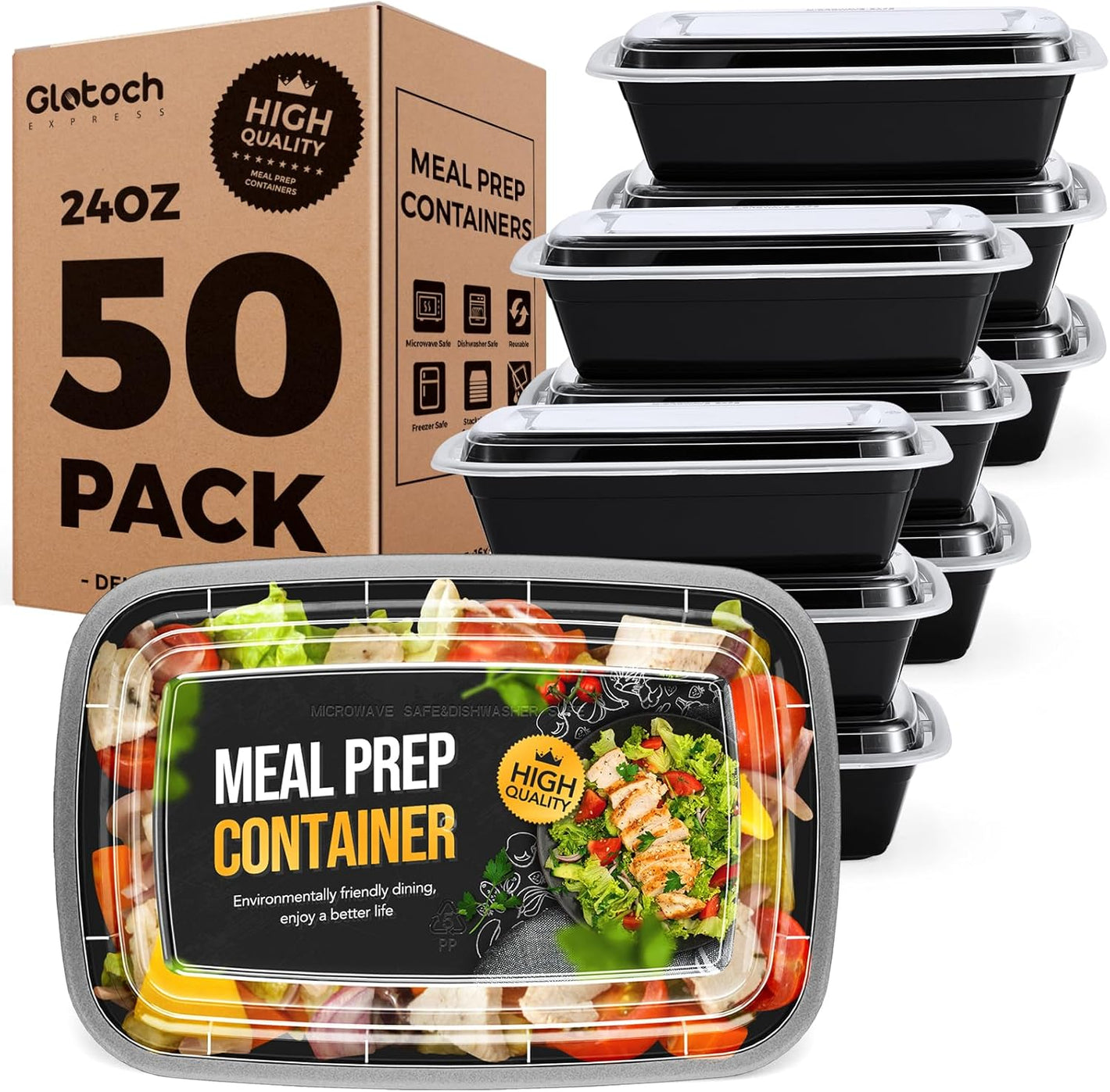 50 Pack 24OZ Meal Prep Containers Reusable Durable Food Storage Containers With Lids