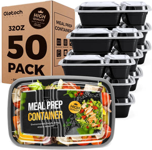 50 Pack 32oz 2 Compartment Meal Prep Container Food Prep Containers With Lids