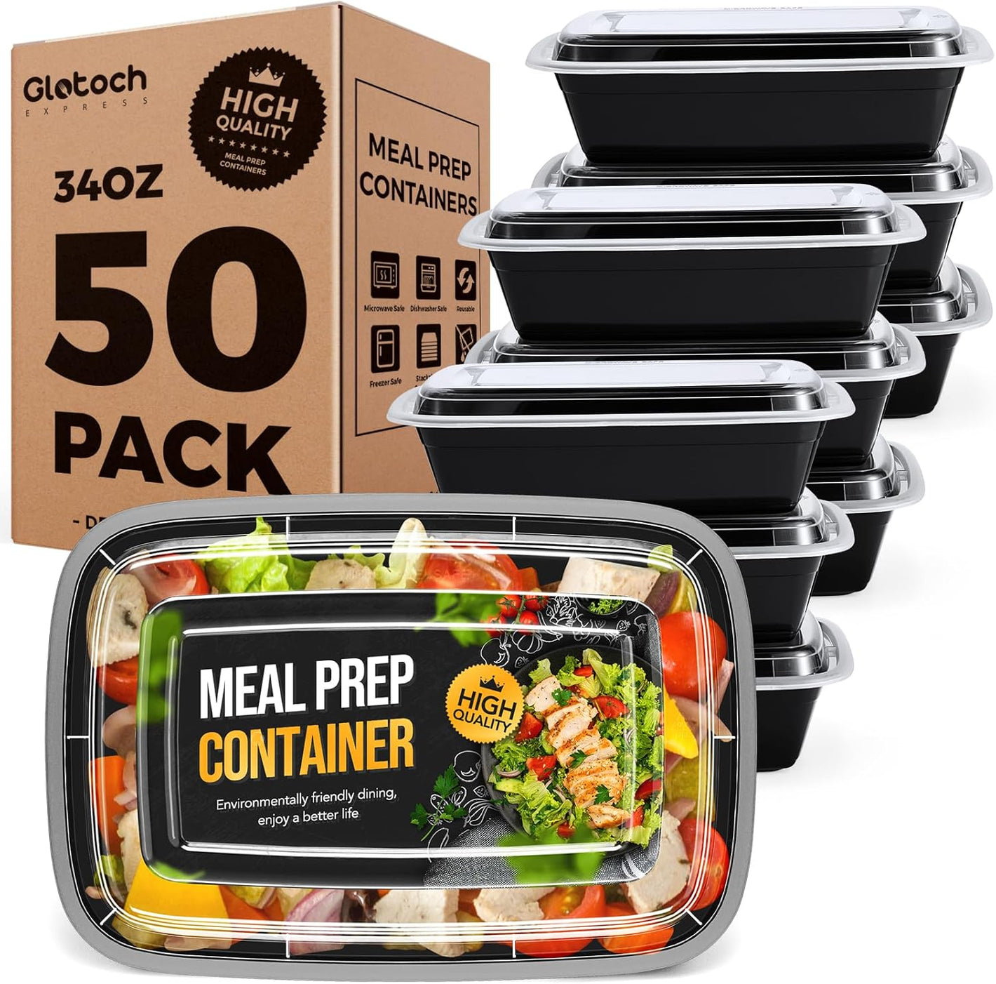 50 Pack 34OZ Meal Prep Container Upgrade Durable Food Storage Containers With Lids