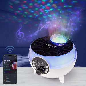 Delxo Bluetooth Speaker Night Light Projector for Bedroom, Alarm Clock Speaker