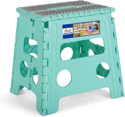 13 Inch Non Slip Foldable Step Stool Dot Teal