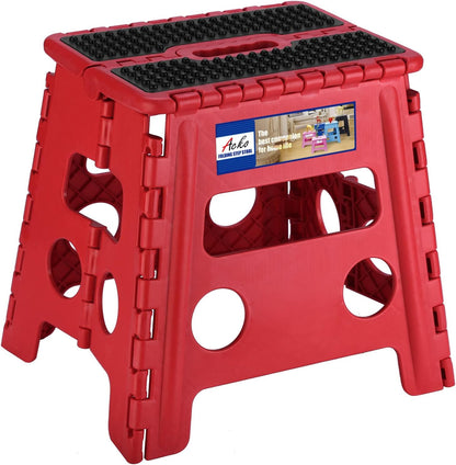 13 Inch Non Slip Foldable Step Stool Dot Red