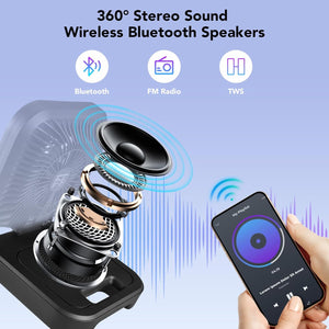 Delxo Bluetooth Speaker with Fan Rechargeable Outdoor,Wireless Speaker