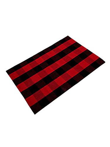 Cotton Buffalo Plaid Rugs,Outdoor Rugs Cotton Hand-Woven Washable