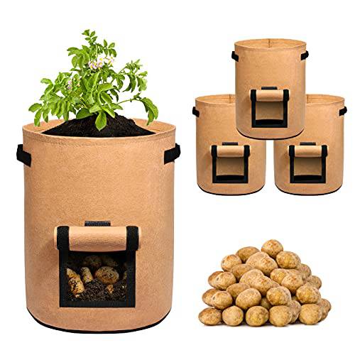 Delxo 3 Pack 10 Gallon Potato Grow Bags, 10Gallon Grow Bag with Velcro
