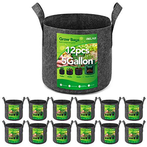 Cavisoo 5-Pack 10 Gallon Potato Grow Bags, Garden Planting Bag with Durable Handle, Thickened Nonwoven Fabric Pots for T, Black