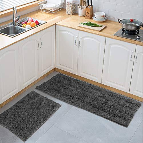 Delxo Chenille Gray Door mat Indoor, 30X47Extra Large,Soft and Water  Absorbent Doormats,Machine Wash and Dry Able,Low-Profile Indoor Rug for
