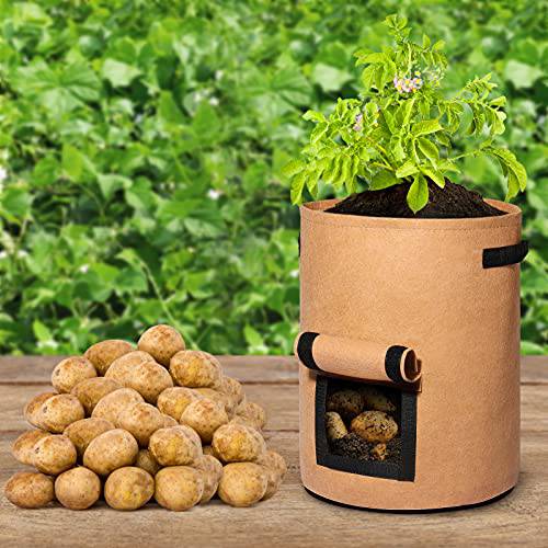 Delxo 3 Pack 7 Gallon Potato Grow Bags, Vegetable 7Gallon Grow Bag wit