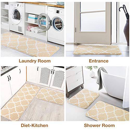 Delxo Kitchen Rugs and Mats Set,2 Pieces Super Absorbent Microfiber Kitchen  Carpets and Rugs Machine Washable Non Slip Rug Mats for
